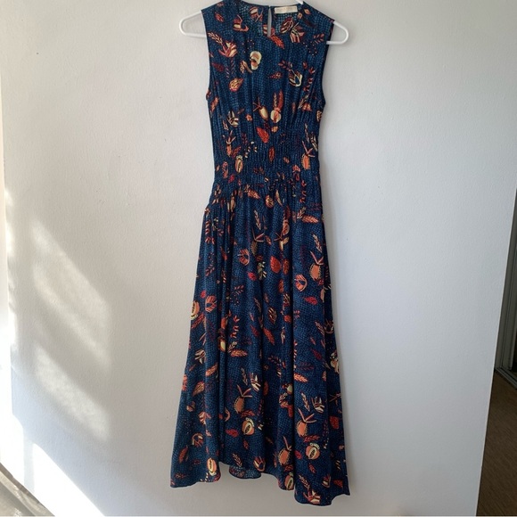 Ulla Johnson Luca Silk Floral Sleeveless A Line Midi Maxi Dress Blue Dahlia - Picture 8 of 14